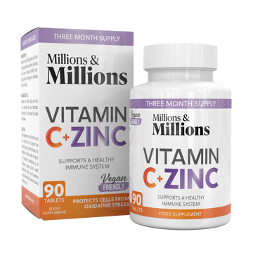 Vitamin C 200mg Zinc 90 tablets Millions & Millions expiry 01/2024